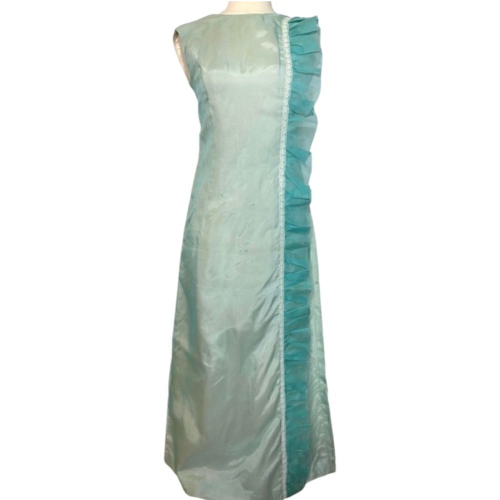 True Vintage One of a Kind 1950’s Handmade Shimmer Ruffle Maxi Dress